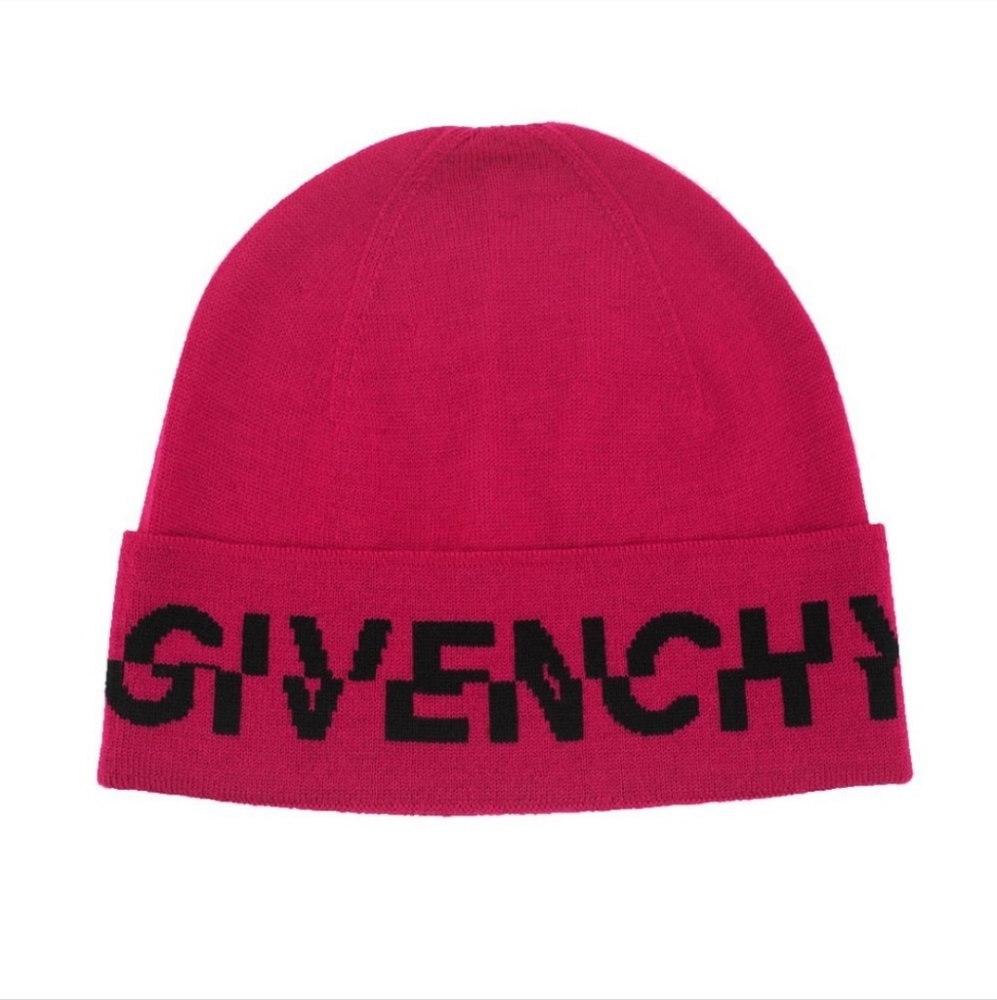 Givenchy Split Logo Wool Skull Cap Beanie Winter Hat Fold Cuff Made In Italy NWT - Picture 13 of 13